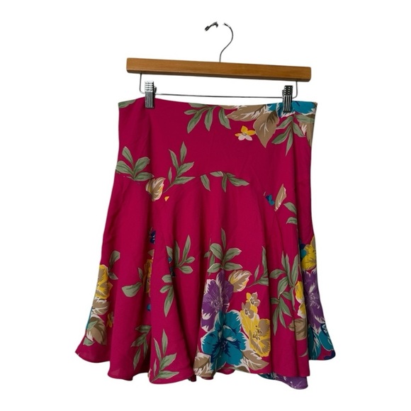 LRL Ralph Lauren Black Label Pink Floral Georgette Mini Skirt Size 10 NEW - Picture 7 of 15